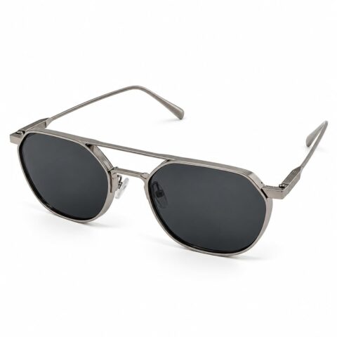 Eye Monk Aviator Sunglasses, UV400, Black Lenses, Silver-Tone Frame