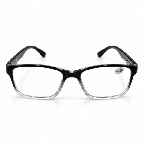 Eye Monk +2.50 diopter reading glasses, black and white frame