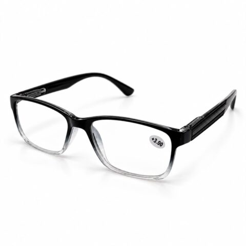 Eye Monk +3.00 diopter reading glasses, black and white frame